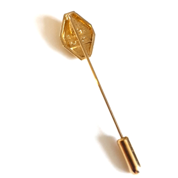 Avon Stick Pin Elegant Gold Tone & Rhinestones Vintage Lapel Hat Pin - Picture 5 of 7